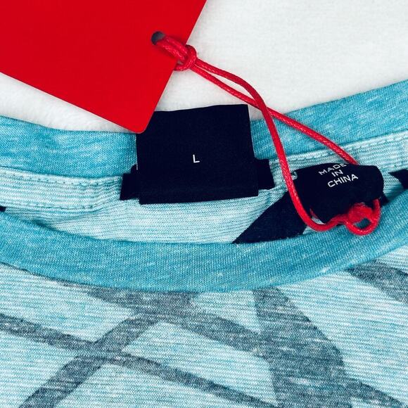 Hugo Boss Men’s Large Blue Cotton Linen Short Sleeve Slim Fit T-Shirt - Picture 8 of 12